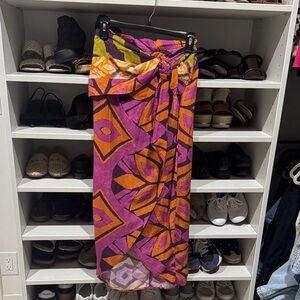 Zara Pink and Orange Patterned Skirt